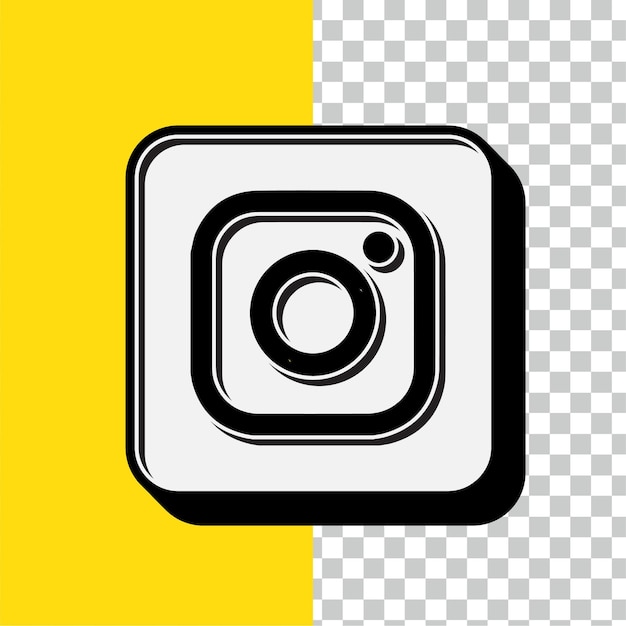 Retro-Stil Weißes Instagram-Symbol mit bearbeitbarem gelben Hintergrund
