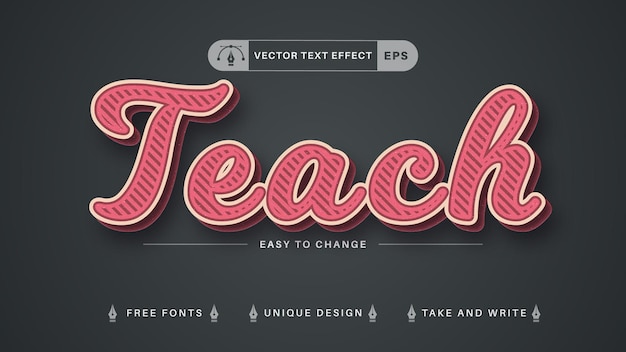 Retro Teach - Bearbeitbarer Texteffekt, Schriftstil