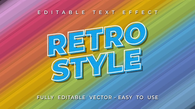 Vektor retro-textstil mit bearbeitbarem vintage-texteffekt