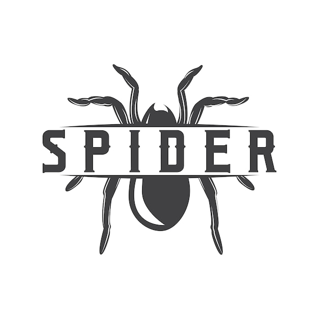 Vektor retro-tier-insekten-spinnen-logo-design vintage-illustration einfache schwarze silhouette-vorlage