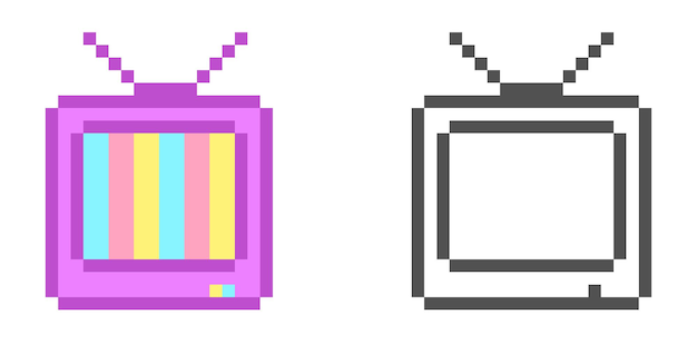 Vektor retro-tv-symbol vektorillustration im pixelstil