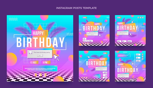 Retro-Vaporwave-Geburtstag mit Farbverlauf ig