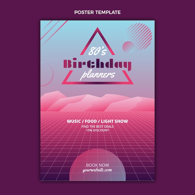 Retro-Vaporwave-Geburtstagsplakat mit Farbverlauf