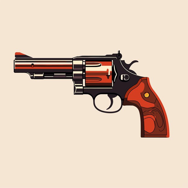 Retro-vektor-illustration für handfeuerwaffen und revolver