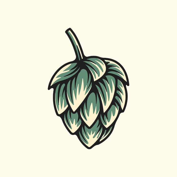 Vektor retro-vektor-illustration von vintage-hopfpflanzen auf isoliertem hintergrund