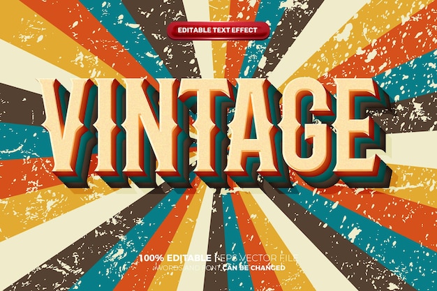 Retro Vintage 3D bearbeitbarer Texteffekt