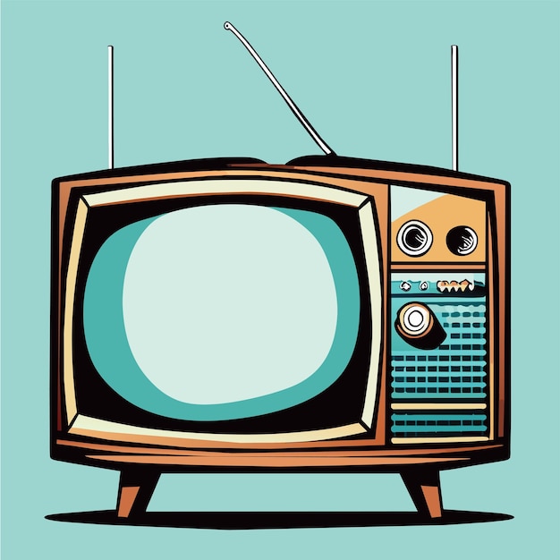 Vektor retro vintage altes fernsehen handgezeichnetes cartoon-aufkleber-symbol-konzept isolierte illustration