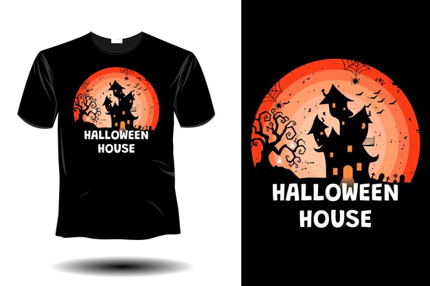 Retro-vintage-design des halloween-hausmodells