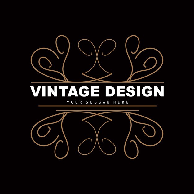 Vektor retro vintage design luxuriöses minimalistisches vektor-ornament-logo mit mandala und batik-stil produktmarke illustration einladung banner mode