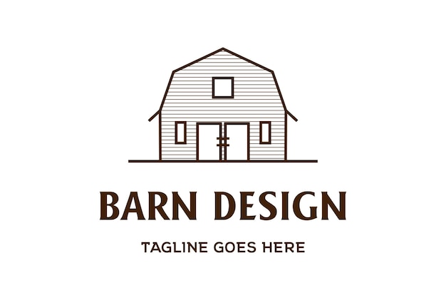 Retro vintage old wooden barn farm mit line art style logo design vector