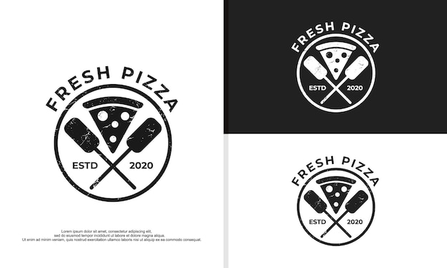 Retro-vintage-pizza-logo und typografie-vorlage