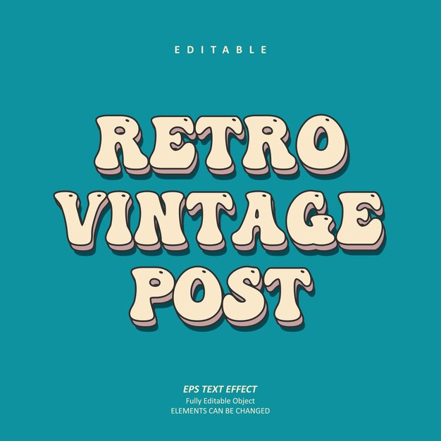 Retro Vintage Post grooviger Texteffekt editierbarer Premium-Premium-Vektor