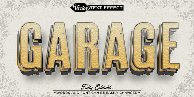 Retro Vintage Schmutzige alte Auto Reparatur Garage Vektor bearbeitbare Texteffekt Vorlage