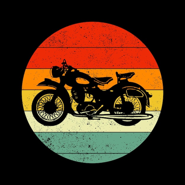 Vektor retro-vintage-sonnenuntergang-design mit altem motorrad