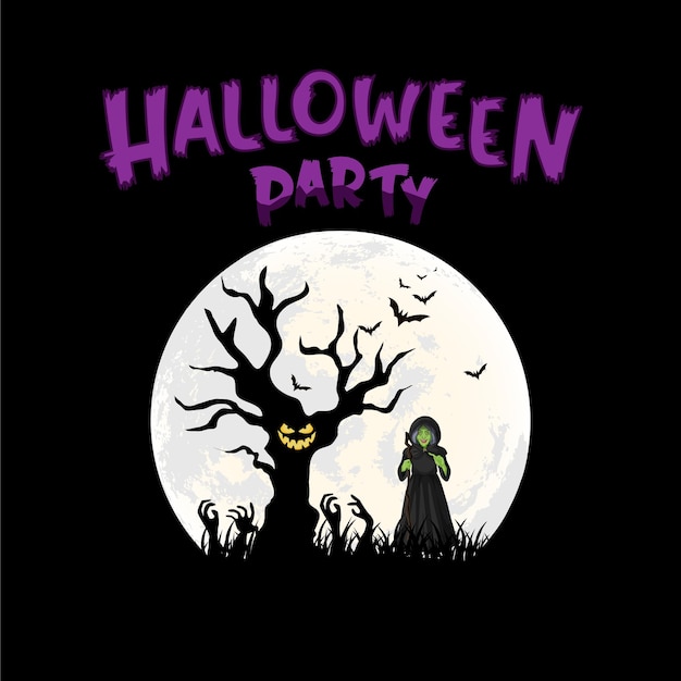 Retro vintage t-shirt design der glücklichen halloween-party