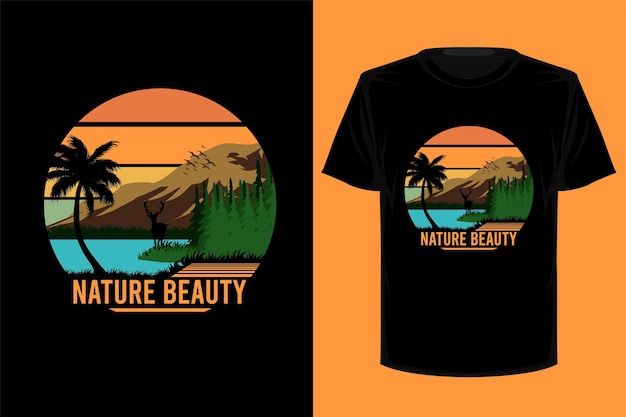 Retro-vintage-t-shirt-design der naturschönheit