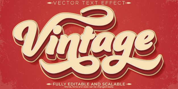 Vektor retro vintage text-effekt bearbeitbar 70er und 80er jahre textstil