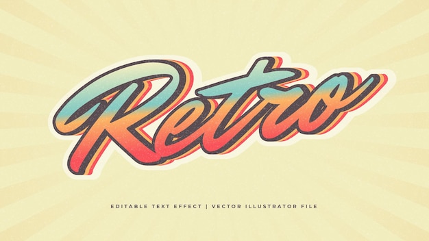 Retro-Vintage-Text-Effekt-Vorlage mit 3D-Stil bearbeitbarer Schriftart-Effekt für Illustrator