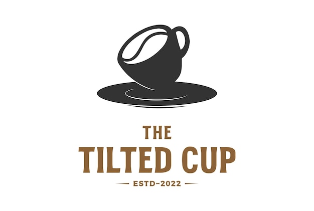Retro vintage tilled coffee cup für cafe restaurant logo design