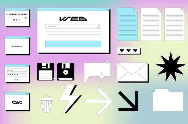 Retro-Web-Anwenderoberflächenelemente