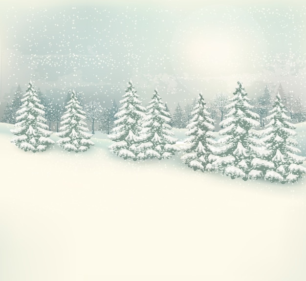 Retro Weihnachtswinterlandschaftshintergrund.