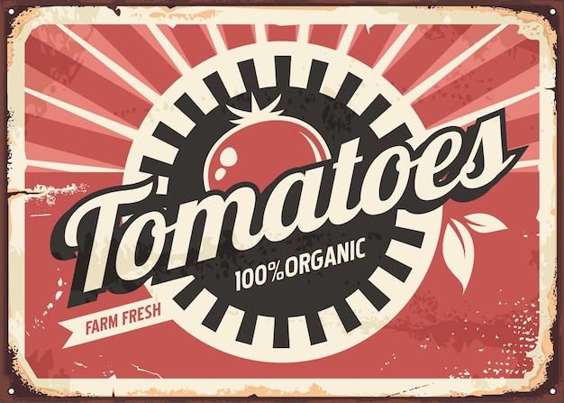 Retro zeichen der tomaten