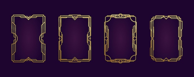 Retrofuturismus Steampunk goldener eingravierter Rahmen Rahmenvorlage a4 Papier Art-Deco-Linie Grenze dekorative Trennwand Boho antiker Stil Elegante geometrische Elemente arabischer Stil isolierter Vektor-Satz