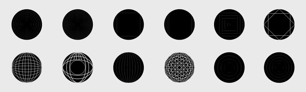 Retrofuturistische y2k-geometrie-design-elemente-kollektion trendige geometrische design-elemente abstrakter kosmischer bauhaus- und boho-stil