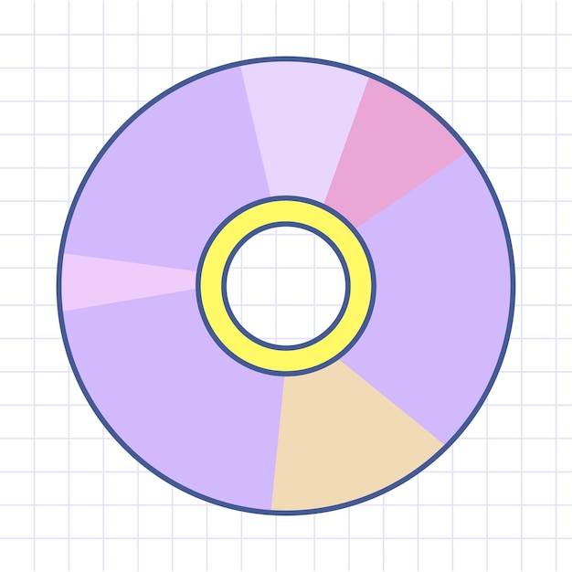 Vektor retrowave-cd-scheibe y2k-cd-scheibe auf rasterhintergrund