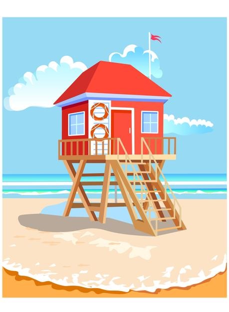 Rettungsschwimmerhaus am Sommerstrand