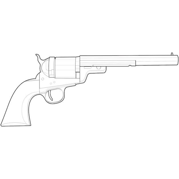 Vektor revolver mit linienkunststil schießpistole waffenschein vektor linienpistole illustration moderne