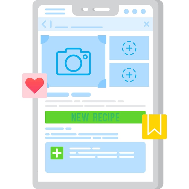 Rezept für mobile app-vektorsymbol-gerichtserstellung