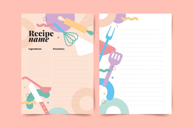 Rezeptbuchdesign im flachen Design