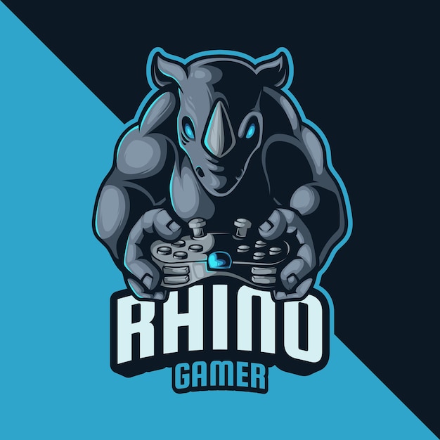 Rhino gamer maskottchen logo vektor