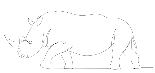 Rhinoceros kontinuierliche Linienzeichnung Skizzenvektor