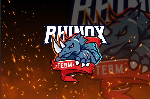 Rhinox Team Rhinoceros Maskottchen und Esport-Logo