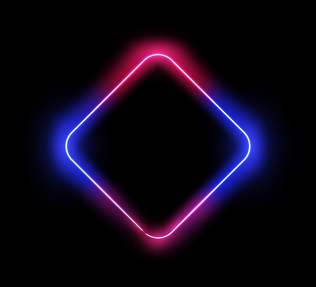 Rhombus neon rahmen leuchtende grenze