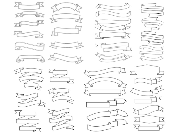 Ribbon-Elemente Moderne einfache Ribbons-Sammlung flache Banner-Ribbon