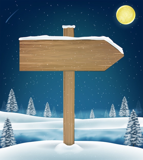 Richtung Holz Board Zeichen auf Weihnachten Winter See