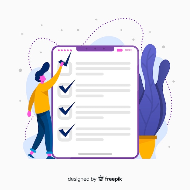 Vektor riesen-checkliste für mann-checkliste