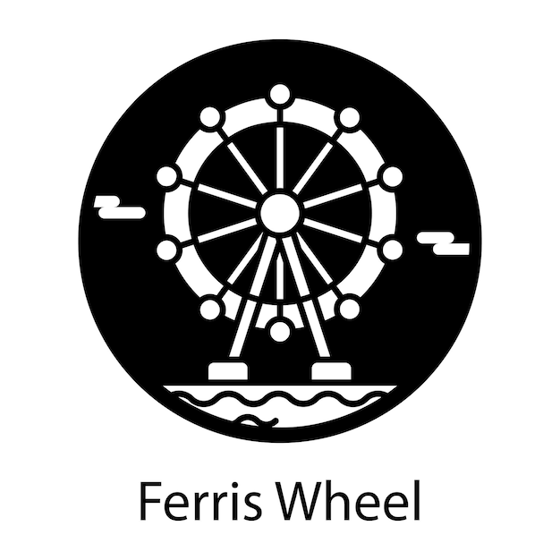 Riesenrad-Symbol im gefüllten Stil