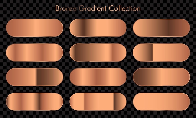 Vektor riesige große sammlung von farbfeldern mit farbverläufen im bronze-hintergrund bronze-hintergrundtextur vektor-illustration