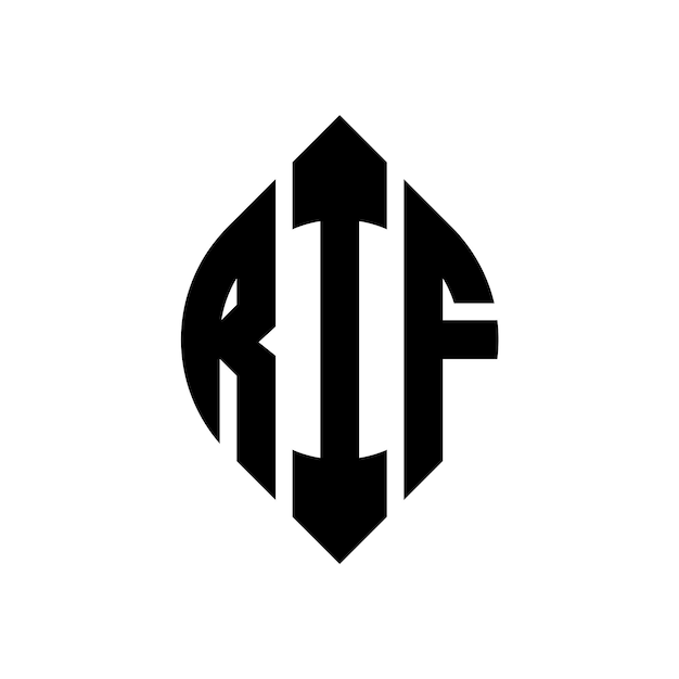Rif-logo mit kreisbuchstaben mit kreis- und ellipseform