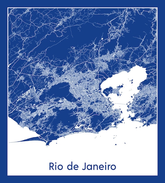 Rio de janeiro brasilien südamerika stadtplan blaupause vektor illustration
