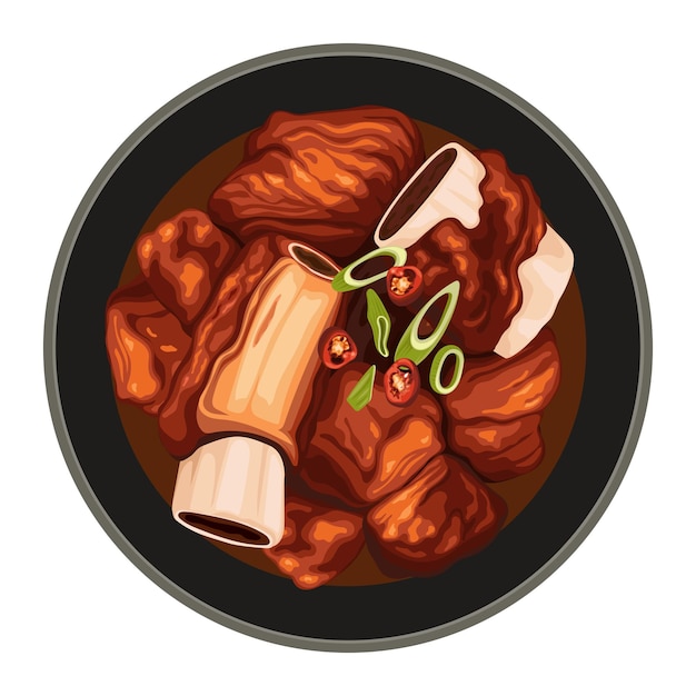 Rippchen, rindfleisch, würziges essen, fleisch, vektor, illustration