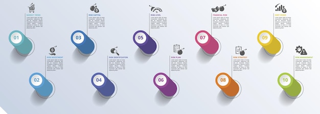 Risikomanagement-infografiken farbige schritte info-vorlage