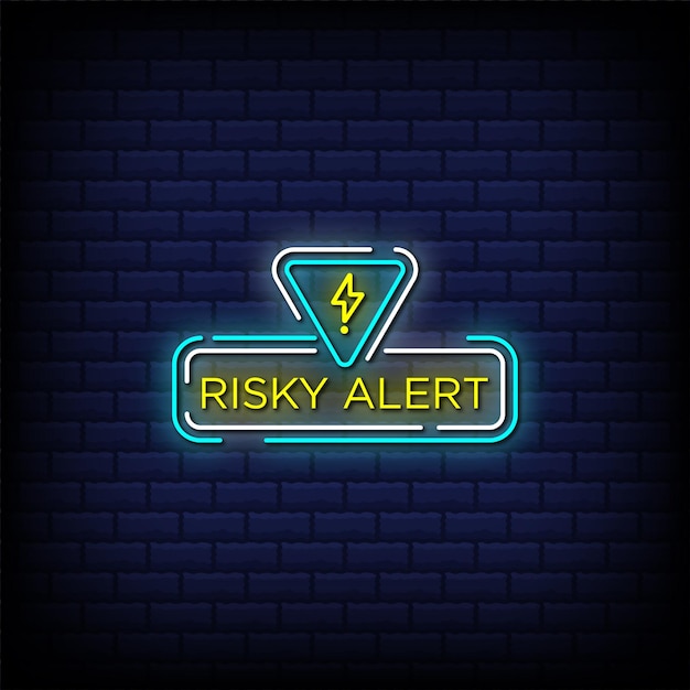 Riskanter alarm neonzeichen stil text