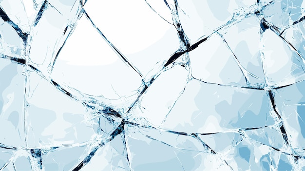 Rissiges Eis oder Glas oben gesehen frostiges Muster Transparente gefrorene Wasseroberflächentextur abstrakter Hintergrund mit zufälligen Rissen Cartoon-Vektorillustration