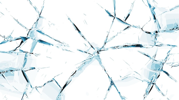 Rissiges Eis oder Glas oben gesehen frostiges Muster Transparente gefrorene Wasseroberflächentextur abstrakter Hintergrund mit zufälligen Rissen Cartoon-Vektorillustration