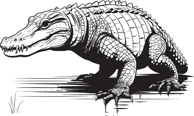 Vektor river sovereign vector alligator logo fierce scale könig schwarzer alligator icon